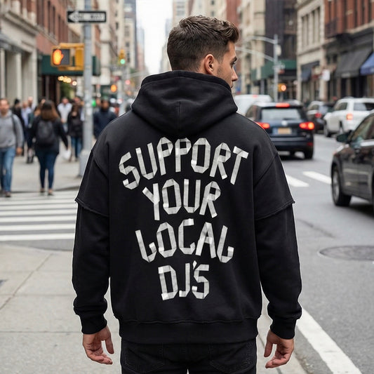 Support Your Local Dj's - Vintage Distressed Double Layered Hoodie