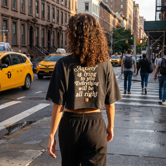 Anxiety Is Lying To You - Womans Snow Washed Crop Top